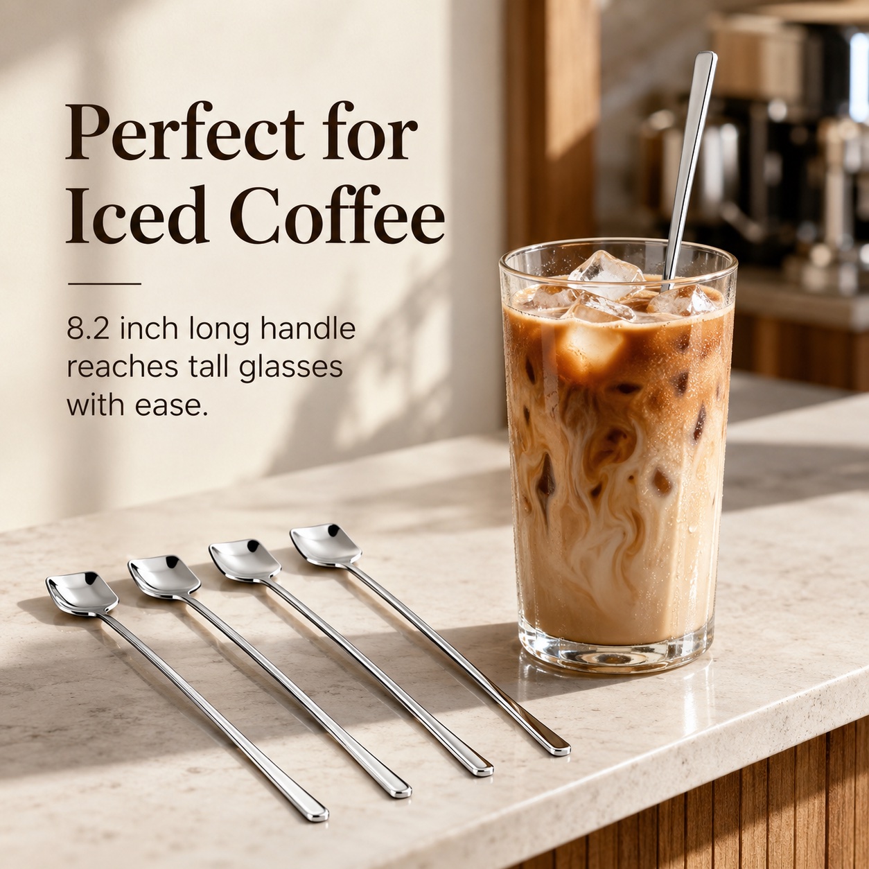 Coffee stirrers with iced coffee
